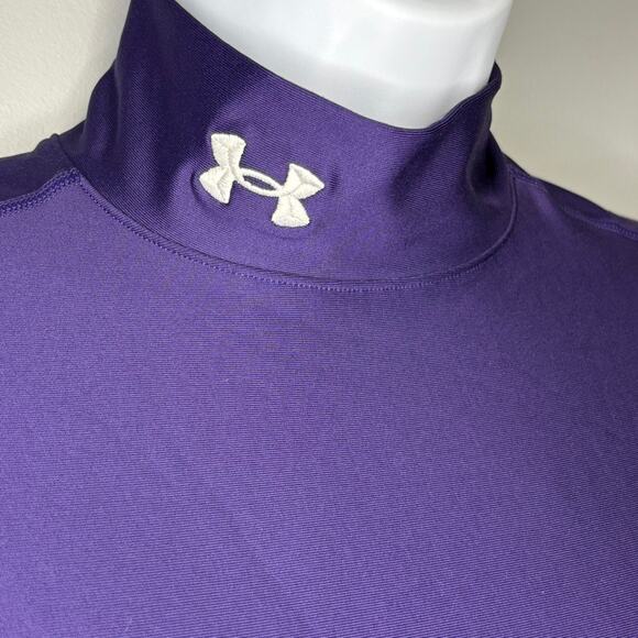 Under Armour Cold Gear Compression Purple Mock Neck Warm Base Layer Womens Sz L - Picture 2 of 5